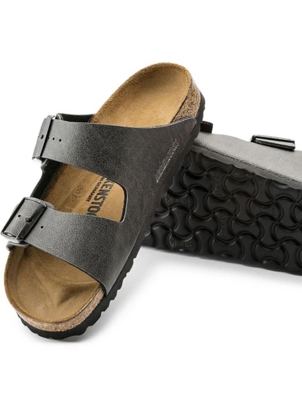 Birkenstock Arizona Anthracite Pull Up Birko Flor Unisex Sandal EU 44 Men 11 NEW